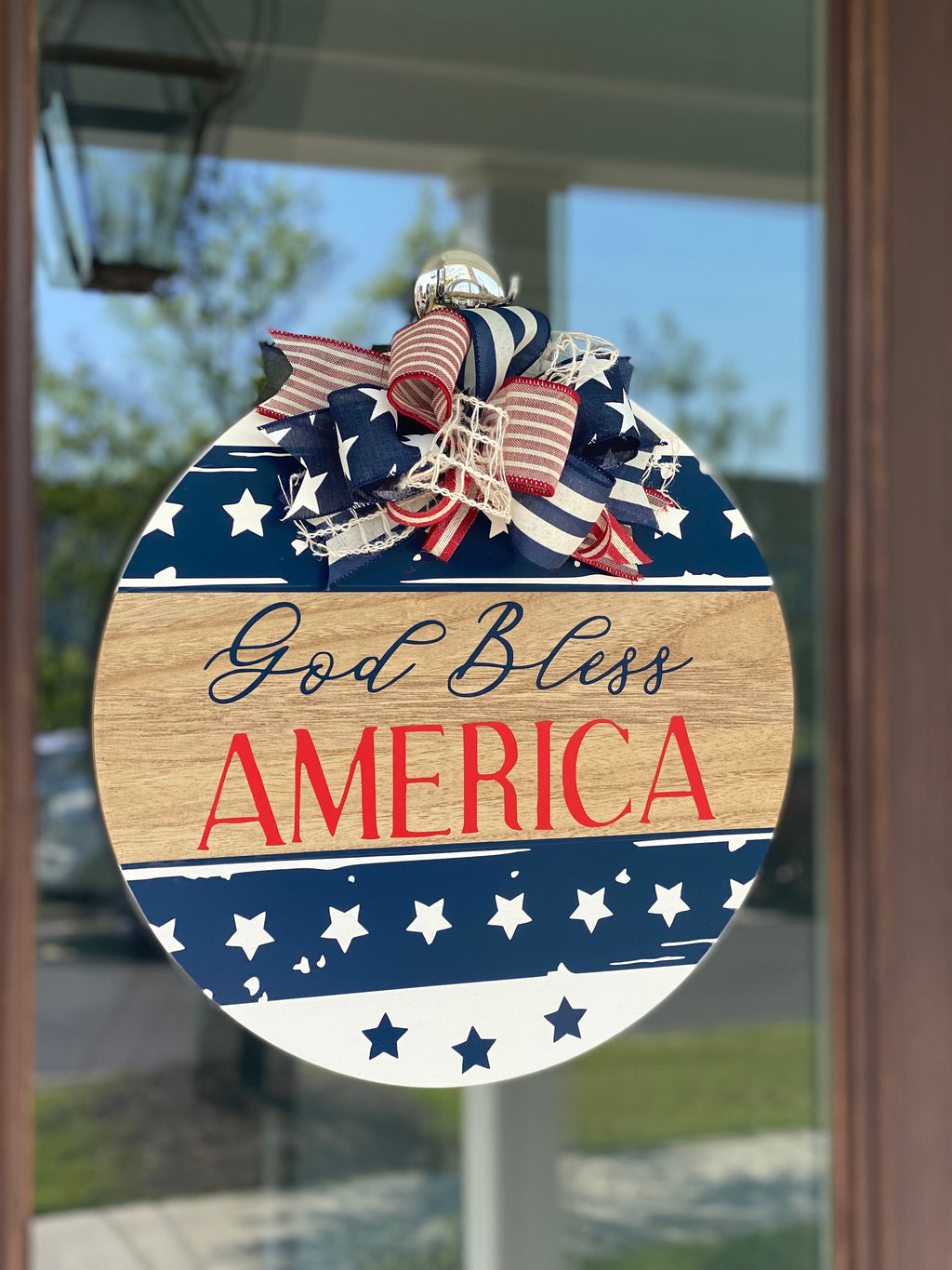 God Bless America Patriotic Door Hanger: 4th of July Decor