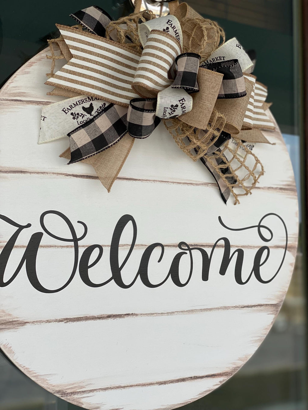 Distressed Shiplap Welcome Door Hanger: Magnetic Bow, Farmhouse Decor