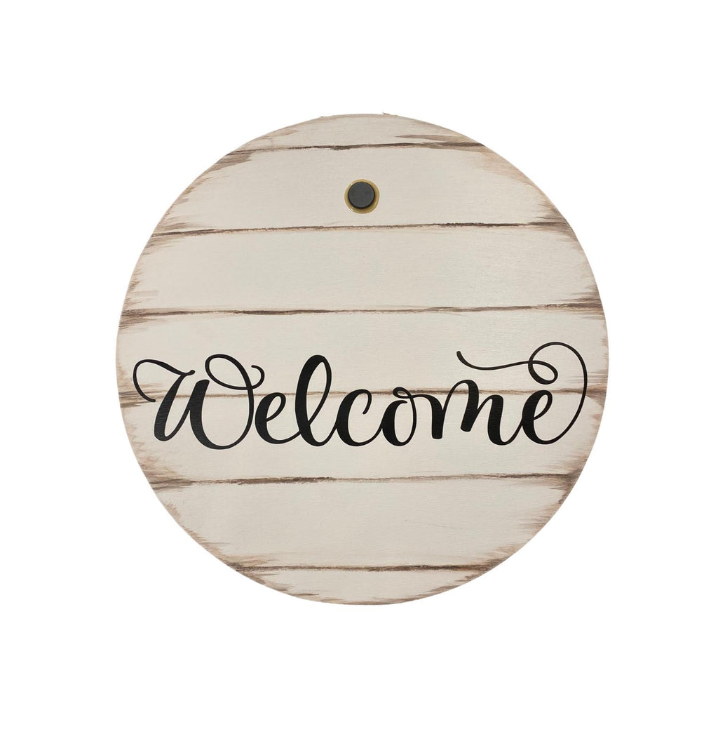 Distressed Shiplap Welcome Door Hanger: Magnetic Bow, Farmhouse Decor
