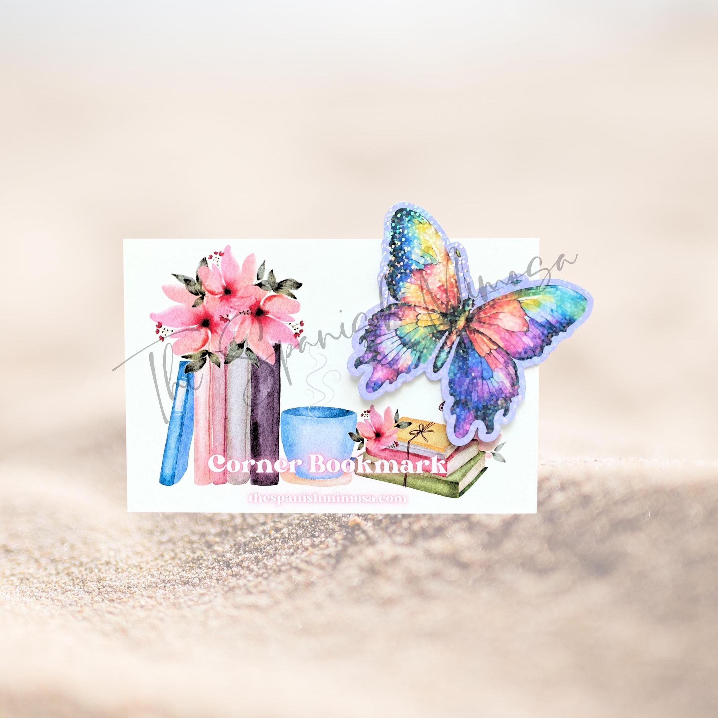 Holographic Butterfly Corner Bookmark: Glittery Double-Sided Page Saver