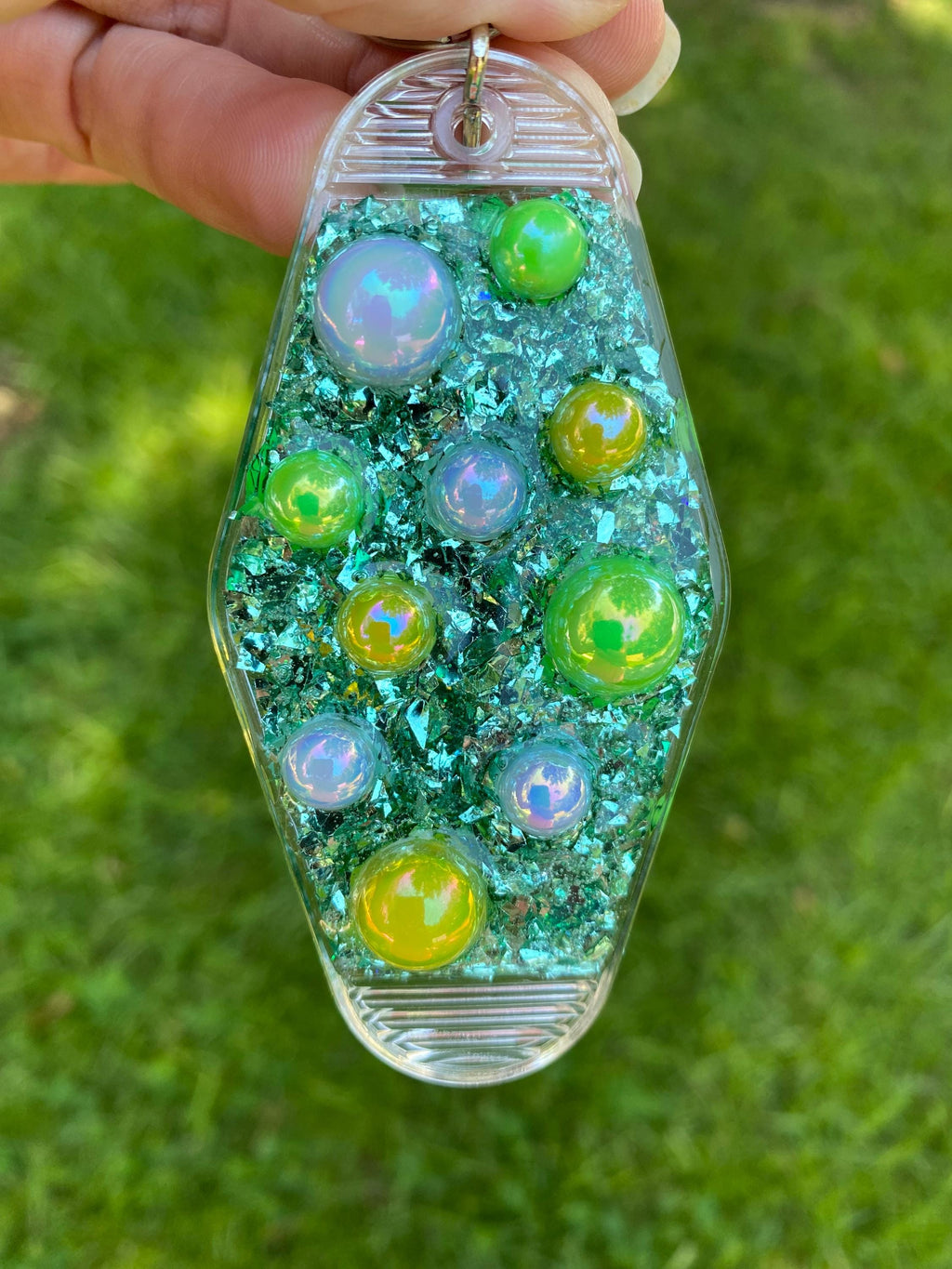 Frog Prince Junk Keychain – Sparkly Green Retro Motel Style