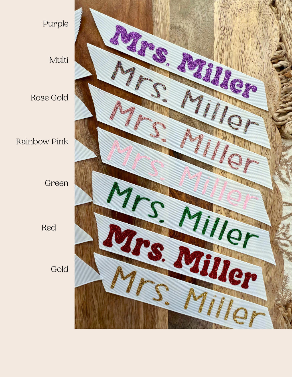 Custom Name Ribbon Bookmark • Glitter or Matte Vinyl • Teacher Gift • Book Lover Gift