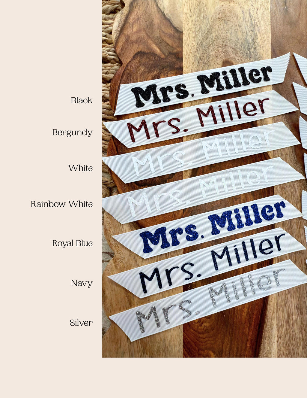 Custom Name Ribbon Bookmark • Glitter or Matte Vinyl • Teacher Gift • Book Lover Gift